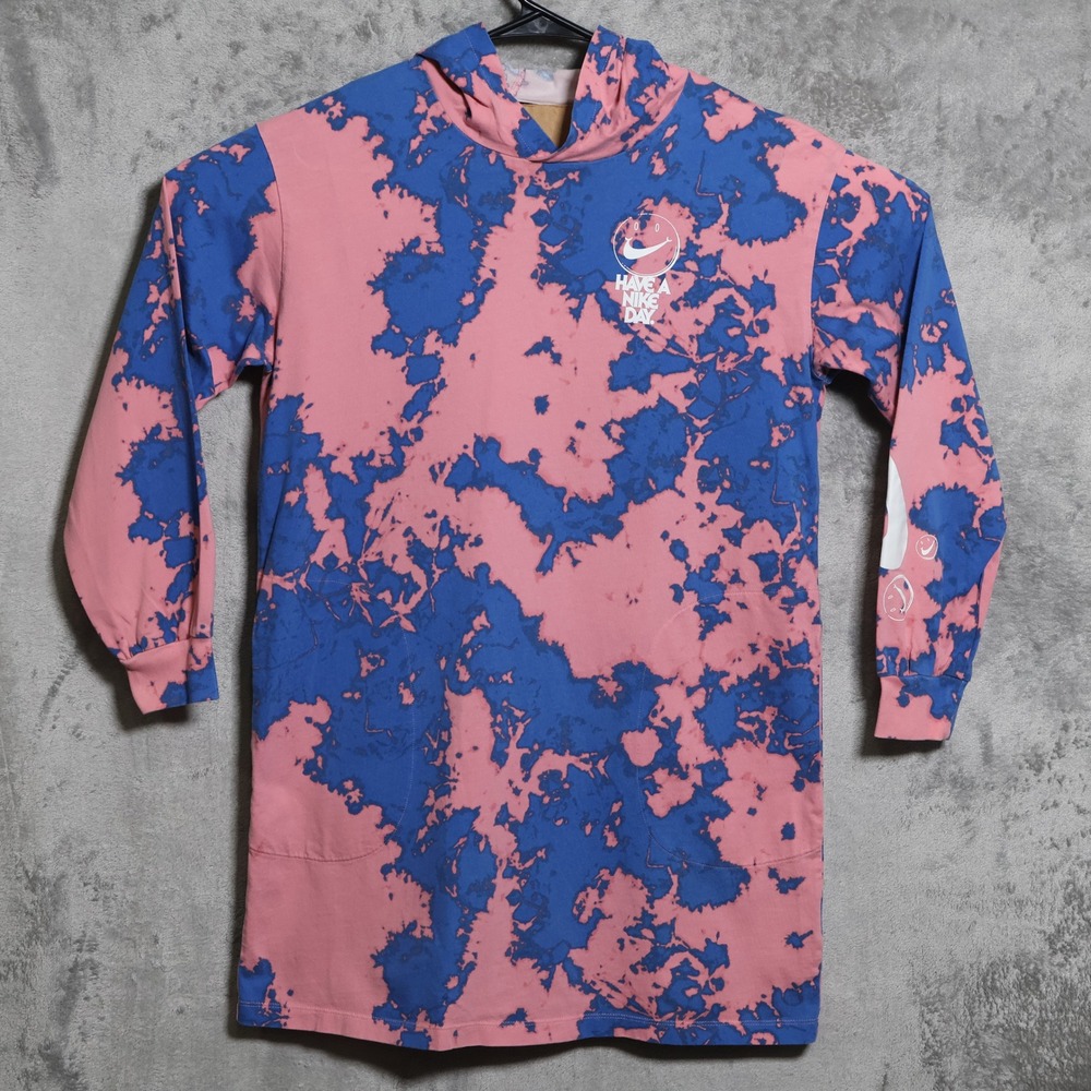 Nike Hoodie Dress Womens Medium‎ Pink Blue Tie Dye Have A Nike Day AO8986-606